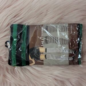 Brand New LEG AVENUE OPAQUE STRIPED THIGH-HI Stockings